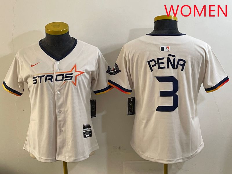 Women Houston Astros #3 Pena Cream Three generations Joint Name 2025 Nike MLB Jersey style 11